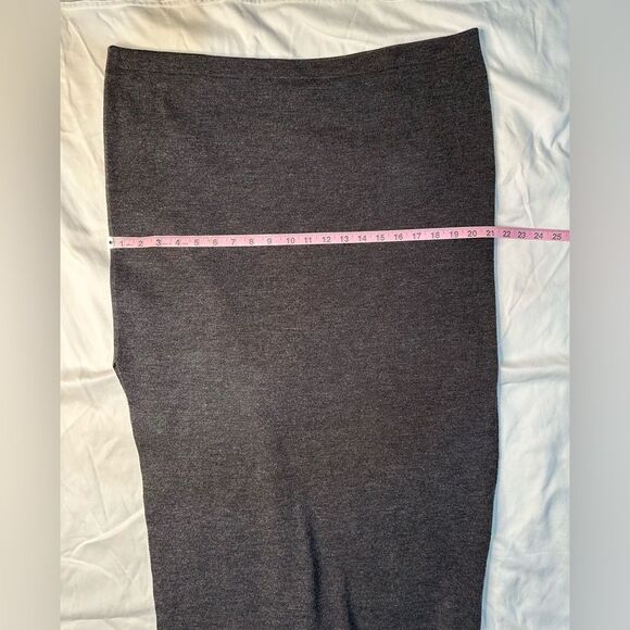 Vintage Nina Leonard Wool Blend Knit Pencil Skirt Stretchy Gray Midi Skirt 90s L - Picture 6 of 8